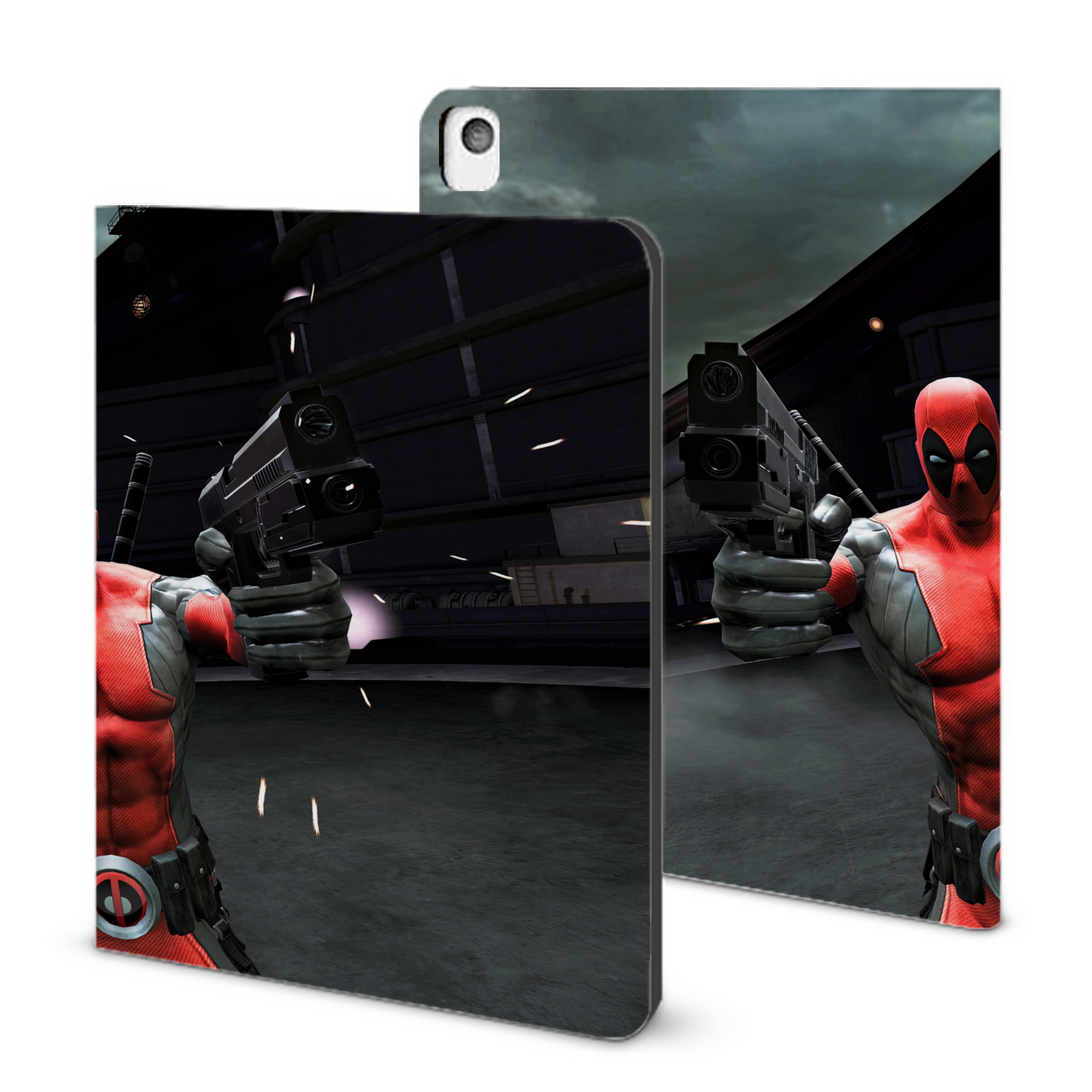 （画像用） Deadpool デッドプール IPadケース ペンホルダー付き ブックスタイルデザイン
